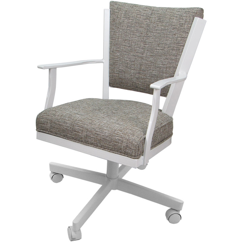 Danyael Metal Dining Caster Chair with Arms, Jetty June, Black
