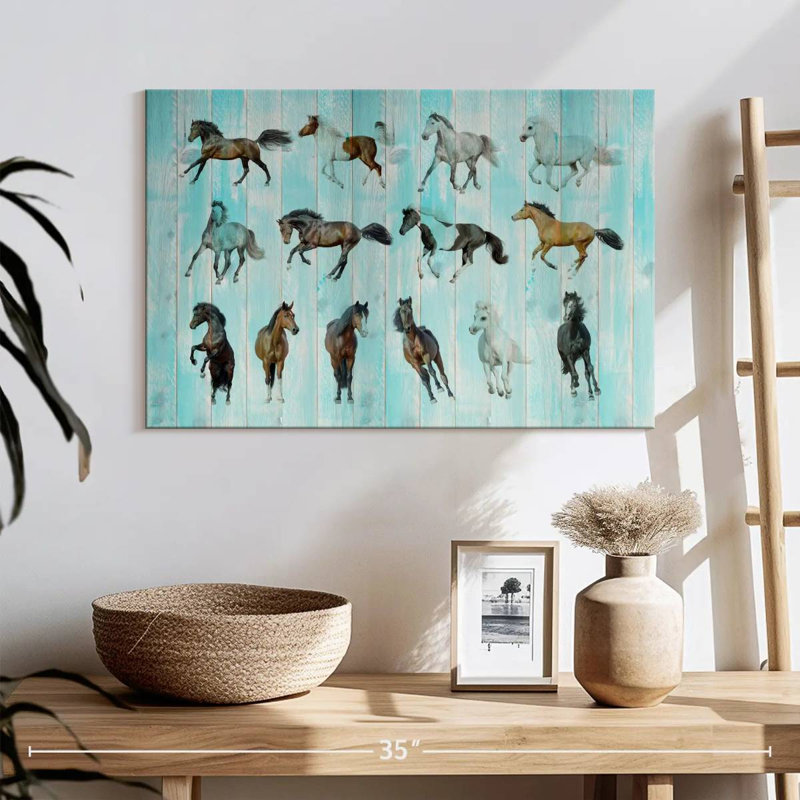 Wooden Horses, 16" H x 24" W