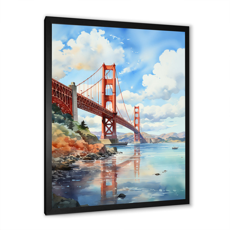 «Blue Bridge Architectural Marvel III», reproduction sur toile, Cadre photo noir, H 20 po x l 12 po x P 1 po