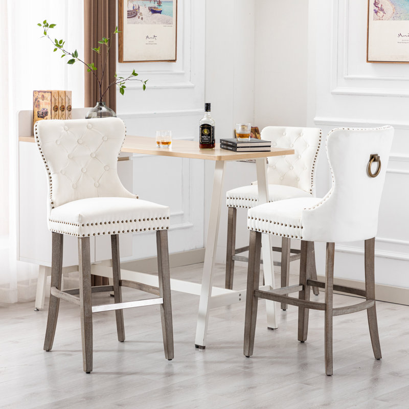 Tabouret de bar et de comptoir Kirsten, Gris, Blanc, Tabouret de bar (siège d'une hauteur de 29 po)
