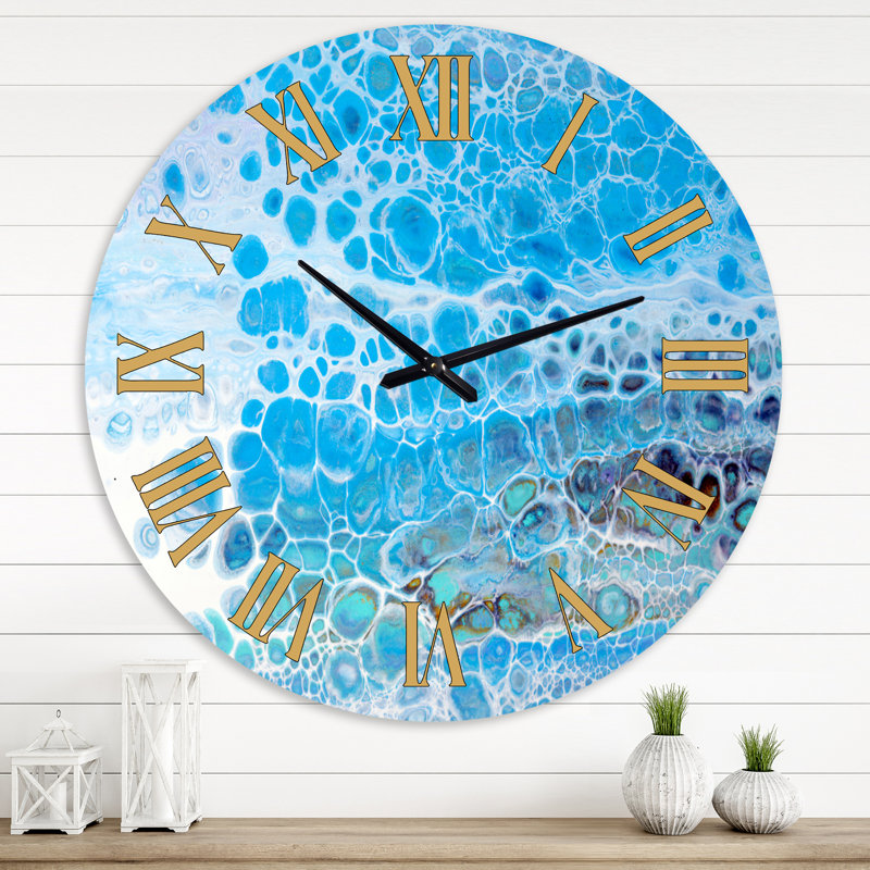 Blue CelluLar huile sur eau - horloge murale moderne, Grand