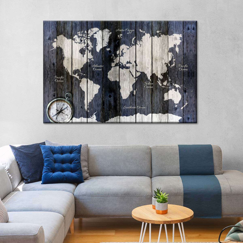 Carte du monde à texture de bois, H 8 po x l 12 po x P 1 po