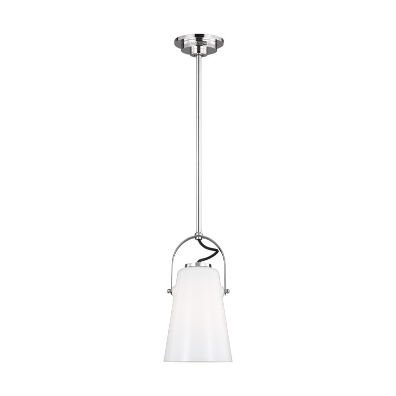 Luminaire suspendu 1 lumière Hazel, Nickel poli, H 11,375 po x l 6 po x P 6 po