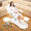 Fauteuil de pédicure professionnel avec tabouret et bain de pieds de massage amovible, station de pédicure inclinable hydraulique avec hauteur réglable, pivotant à 360 °-161630395