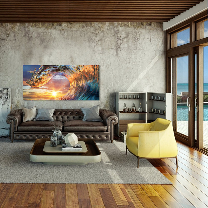 Sea Crest Sunset Print, 36" H x 84" W x 1.5" D, Acrylic