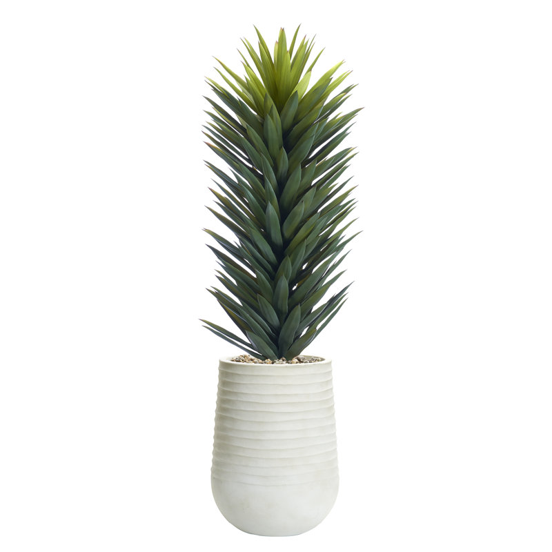 Grand pot à fleurs Sisalana Agave en blanc Artemis
