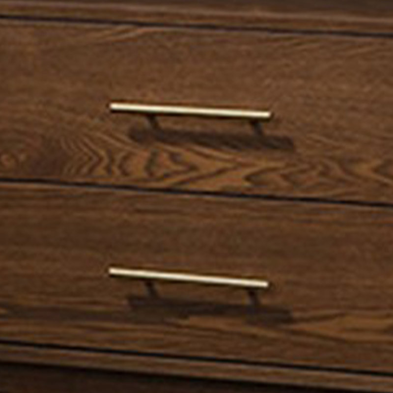 Table de chevet Roma, 2 tiroirs, poignées en nickel, bois massif brun noyer