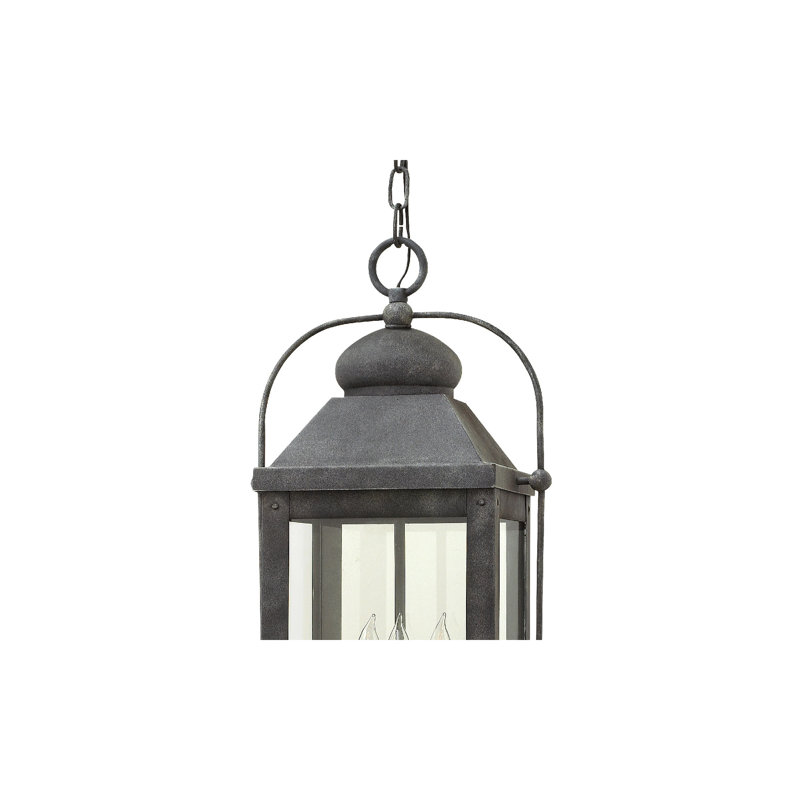Anchorage 3 -Bulb 23.8" H Outdoor Hanging Lantern, Aged Zinc, Incandescent