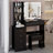 37-Inch Vanity Table Set With Sliding LED Mirror, AC/USB Sockets, Hair Dryer Stand, And Cushioned Stool-1451705573
