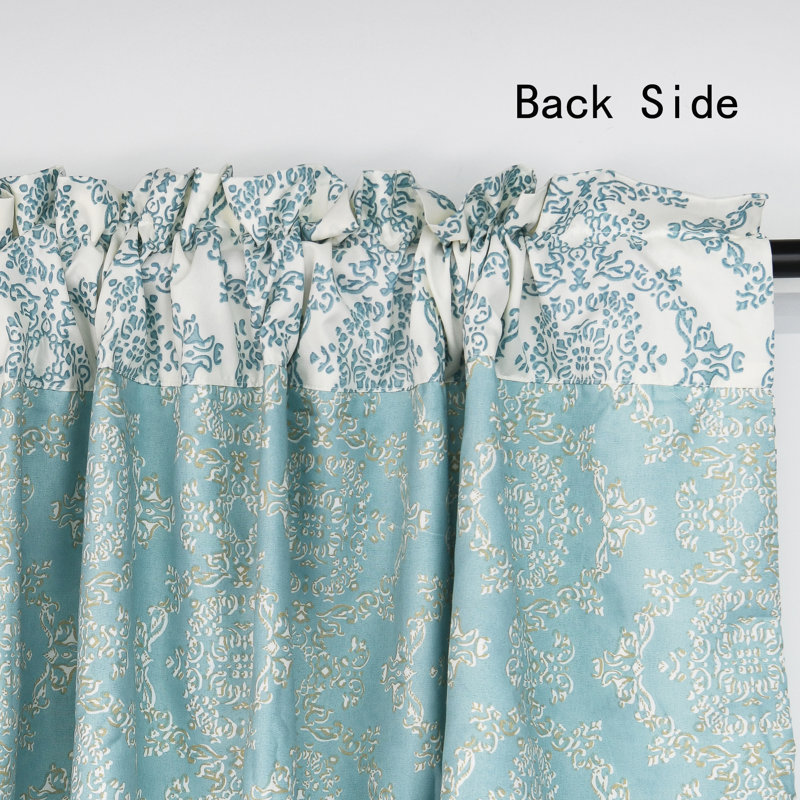 Mystic Teal Floral Print 60'' Window Valance Set