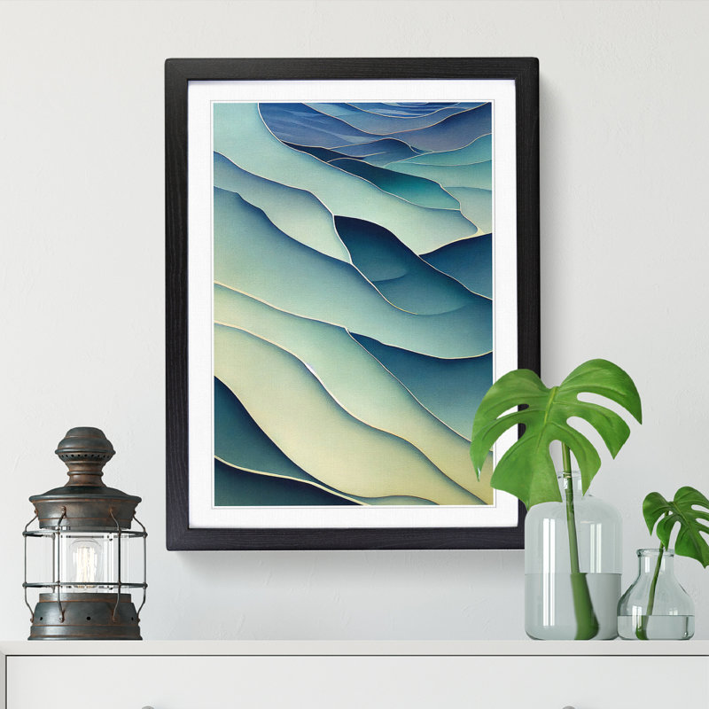 Seascape Abstract Vol.3 - Single Picture Frame Painting, 64cm H x 46cm W x 2cm D, Black