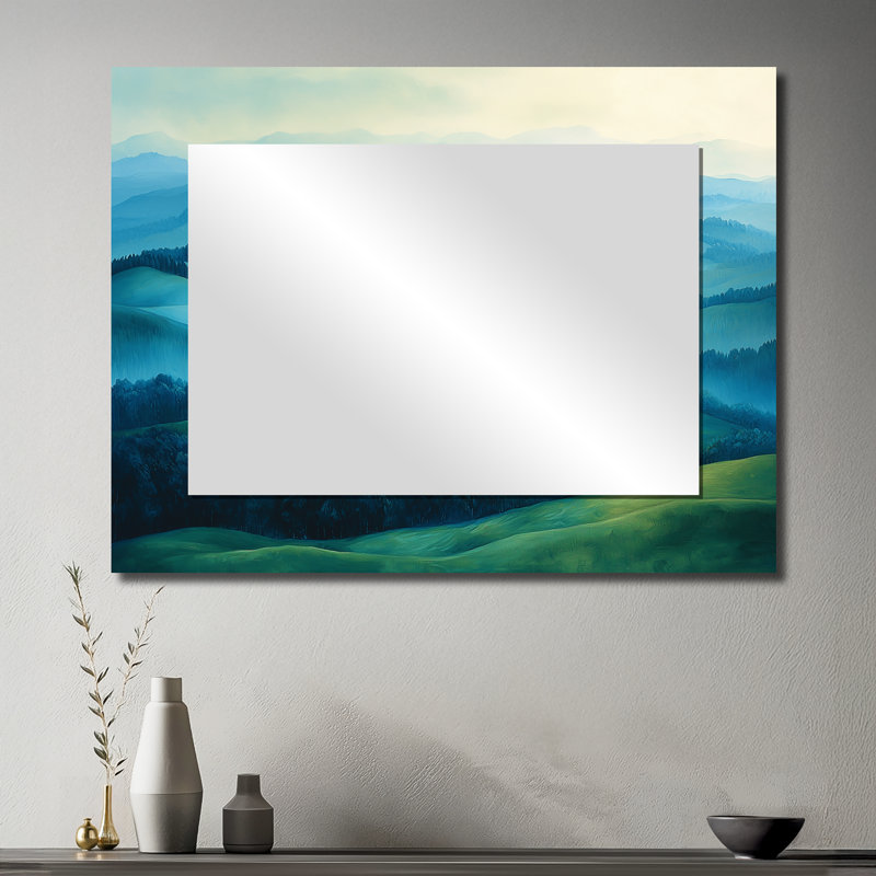 Miroir mural "campagne" Rolling Hills In The Mist I - imprimé sur métal, 30 po x 40 po