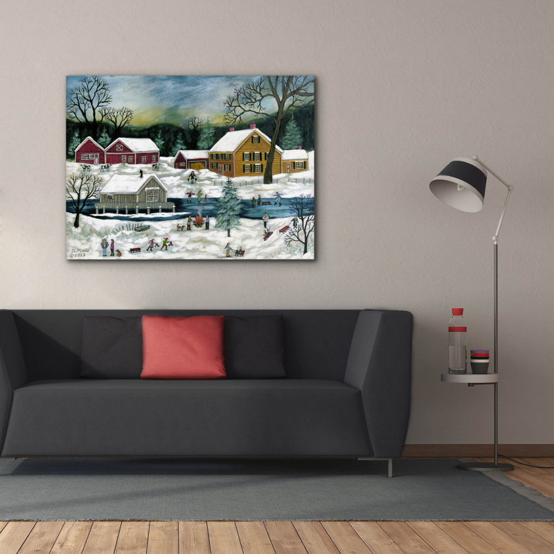  «Winter by the Boat House» par JL Munro, art mural sur toile, 54 po x 40 po, H 40 po x l 54 po