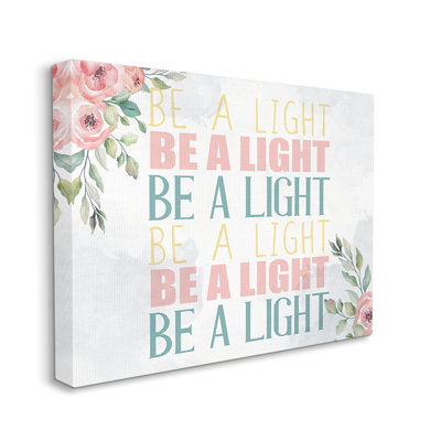 «Be a Light», reproduction d'art textuelle répétée par Kim Allen - impression d'art graphique