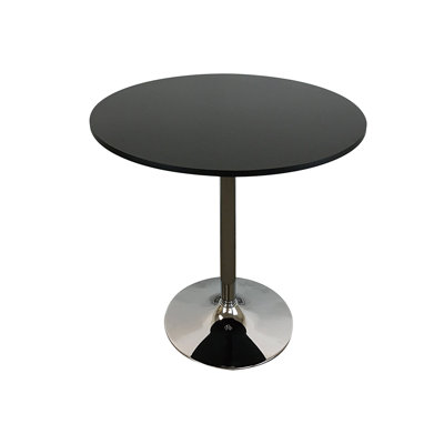 36" Black and Silver and Metal Pedestal Base Round Top Dining Table by Wrought Studio