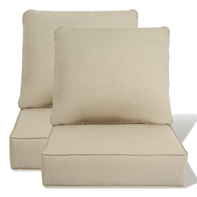 Outdoor Cushion Set of 2, 5.75 Inch Deep Seat Patio Furniture Cushions with Removable Cover,Replacement Patio Cushion Set for Chair,Sofa,Loveseat