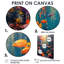 Bleu, orange, corail, poisson marin, vie II - corail, art mural, salon-697880774-697880771