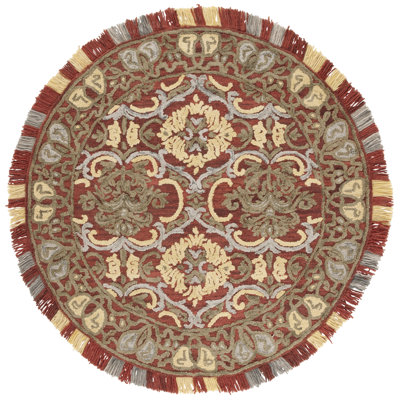 Blossom Tufted Wool/Cotton Performance Floral Rug in Gold/Red