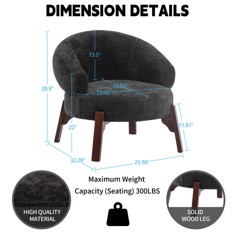 Debbera 25.98'' Upholstered Velvet Accent Chairs, Black Fabric