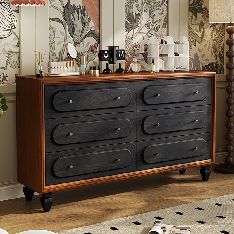 Coffre d'appoint en bois massif exquis simple., Noir / brun