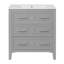Ensemble de meuble-lavabo simple 30 po avec 3 tiroirs, meuble-lavabo autoportant avec cadre en bois massif 30 po, gris-121018114