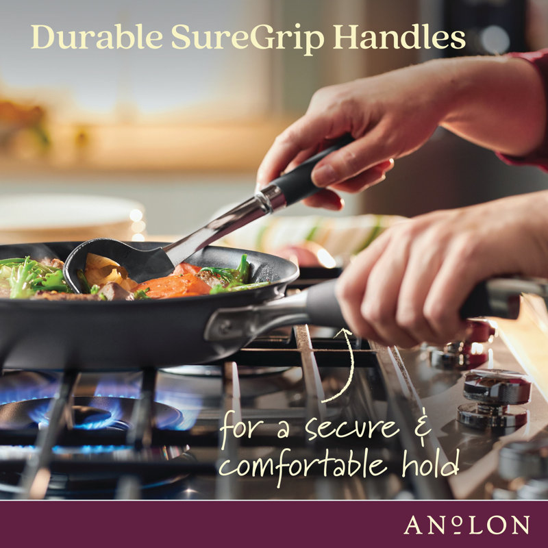 Anolon Advanced Home Hard Anodized Nonstick Frying Pan Set, 10.25 Inch And 12.75 Inch, 2-Piece, Gray