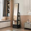 Miroir pleine grandeur avec armoire de rangement verrouillable, design intérieur éclairé et tiroirs de rangement