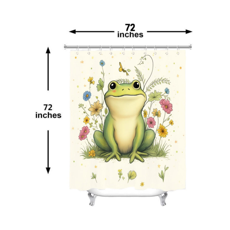 Rideau de douche 72 x 72 po à motif floral et grenouille
