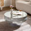 Table basse ronde ronde Mirro 30,91 pouces avec diamant écrasé autour du miroir et cadre en cristal