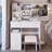 Mid-Size Vanity Table With Cushioned Stool, Large Sliding Mirror, And Multi-Layer High-Capacity Storage For Spacious Rooms.-138237600