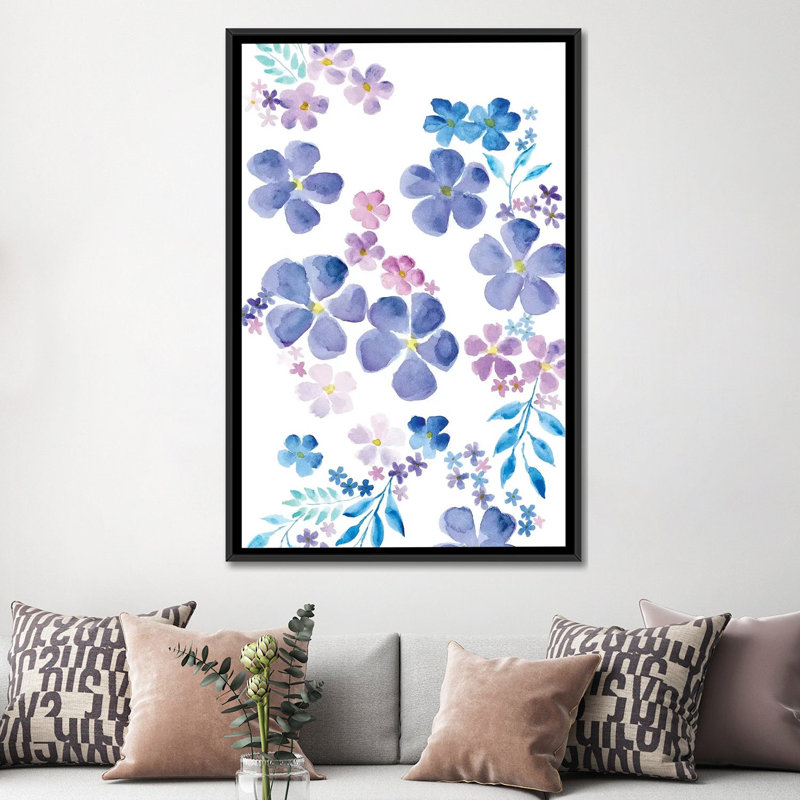 «Amethystine Blooms II», reproduction sur toile, H 60 po x l 40po x P 1,5 po, Toile avec cadre noir, Pas de tapis