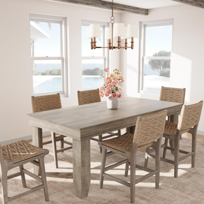 Grey Rectangular Wood Dining Table, 71-Inch for 6-8 Persons for Kitchen or Dining Room