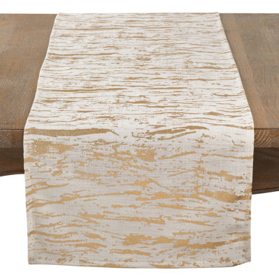 Distressed Metallic Foil Design Cotton Table Runner