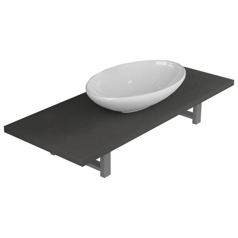 Olivari 900mm Single Bathroom Vanity with Vessel Ceramic Basin, White, Grey