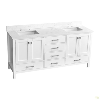 72'' Bathroom Vanity, Solid Wood Frame Bathroom Storage Cabinet, Freestanding Vanity Top With Double Basin
