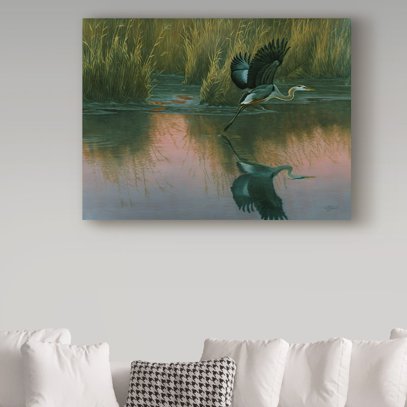 Berrien «Evening Flight Great Blue Heron», impression sur toile tendue, H 24 po x l 32 po x P 2 po