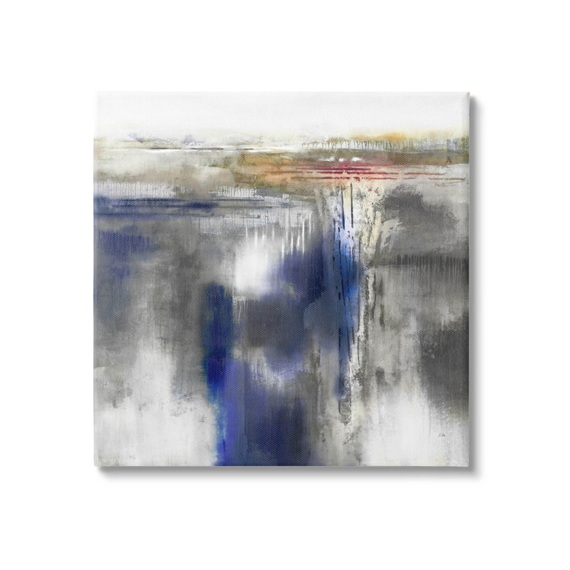 Art mural contemporain sur toile abstraite bleue par K. Nari, H 17 po x l 17 po x P 1,5 po