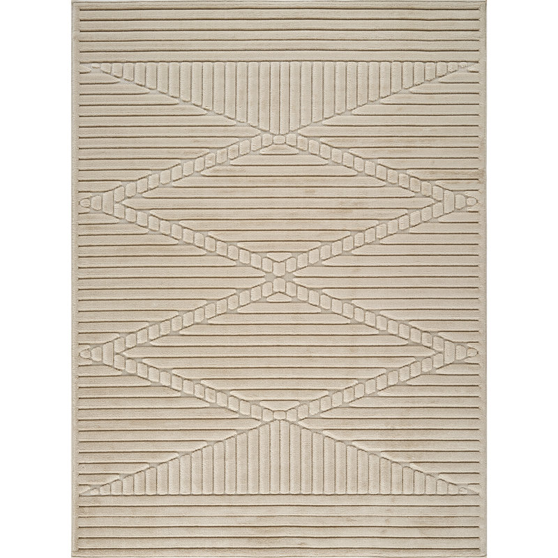 In Door & Out Door In- & Outdoor Scandi Modern Beige Area Rug, Rectangle 10' x 14'2"