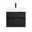 Meuble-lavabo mural moderne noir de 24 po avec lavabo en acrylique intégré, tiroirs à fermeture en douceur, finition mate tactile et rangement intelligent intégré, double lavabo personnalisable-845325809