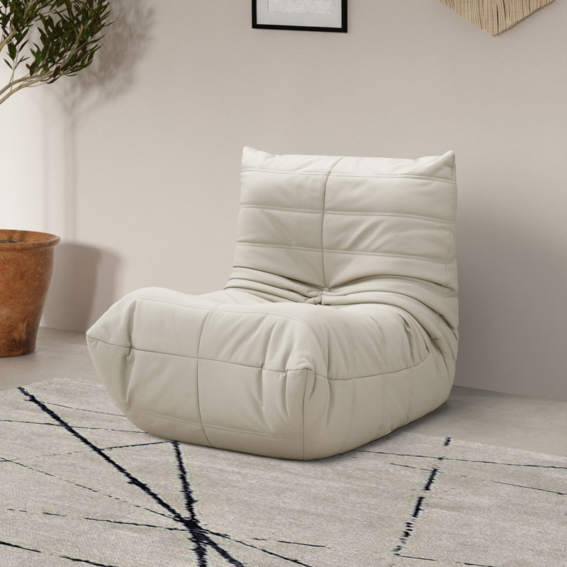 Chaise rembourrée en cuir Rachel, Cuir crème végétalien