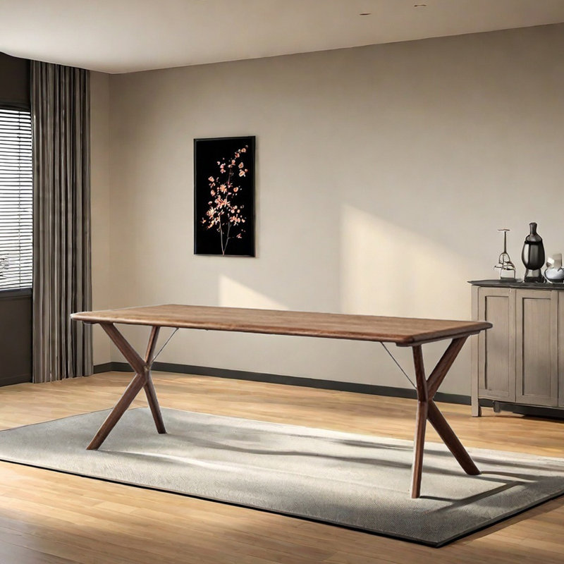 High Quality Durable Rectangular Walnut Table, 29.52"H x 86.61"L x 35.43"W
