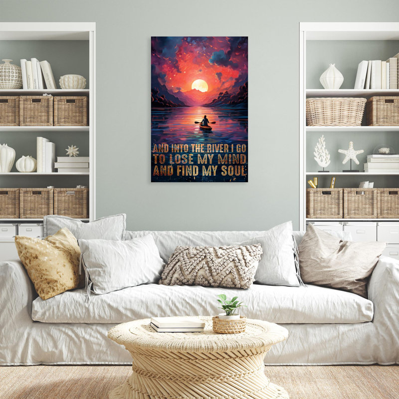 «Kayayak And Into The River», reproduction d'art graphique sur toile tendue, H 36 po x l 24 po x P 1,25 po