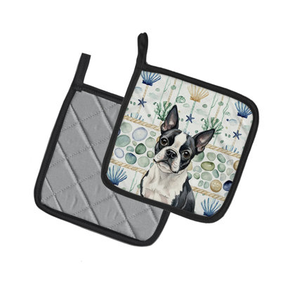Paire de poignées en verre Boston Terrier