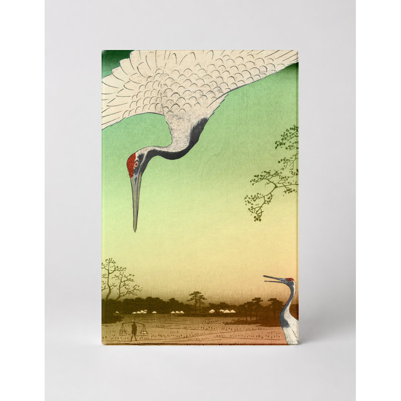 Cranes at Minase River (1857) - Portrait, art mural sur toile, 20" W x 30" H