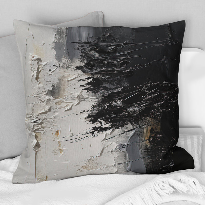 Coussin blanc et noir Tranquility Unleashed II, H 16 po x l 16 po, Carré