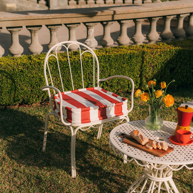 AL Fresco Dining Chair Cushion, Red/White