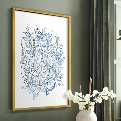 Summer Herb Garden Sketches I Framed Print - Solid Wood