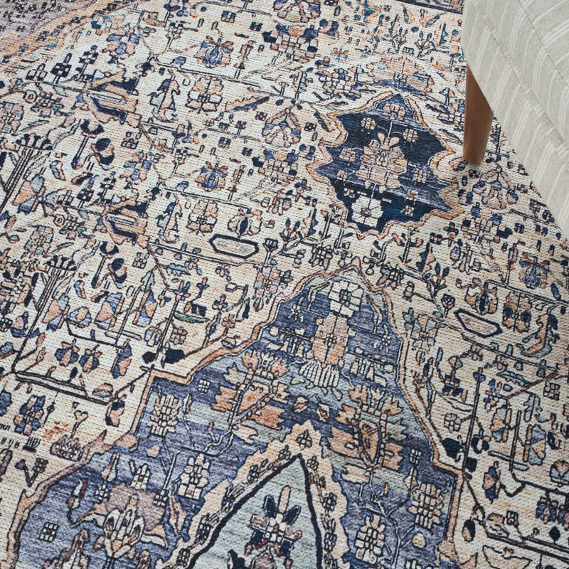 Tapis bleu ivoire Jolien, Rectangle 5 pi 3 po x 7 pi 3 po