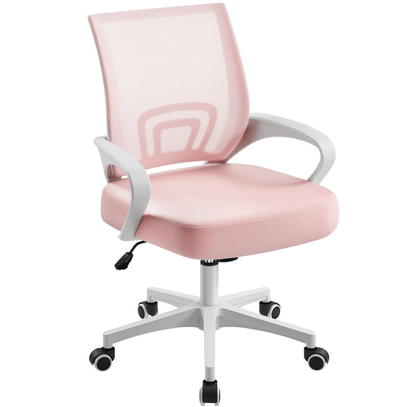  Mesh Desk Chair, Pink/White