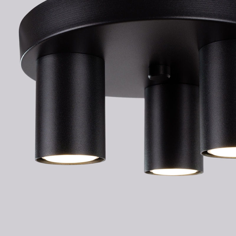 Steel Flush Mount, Black, 25x25x12 cm, 3 Lights
